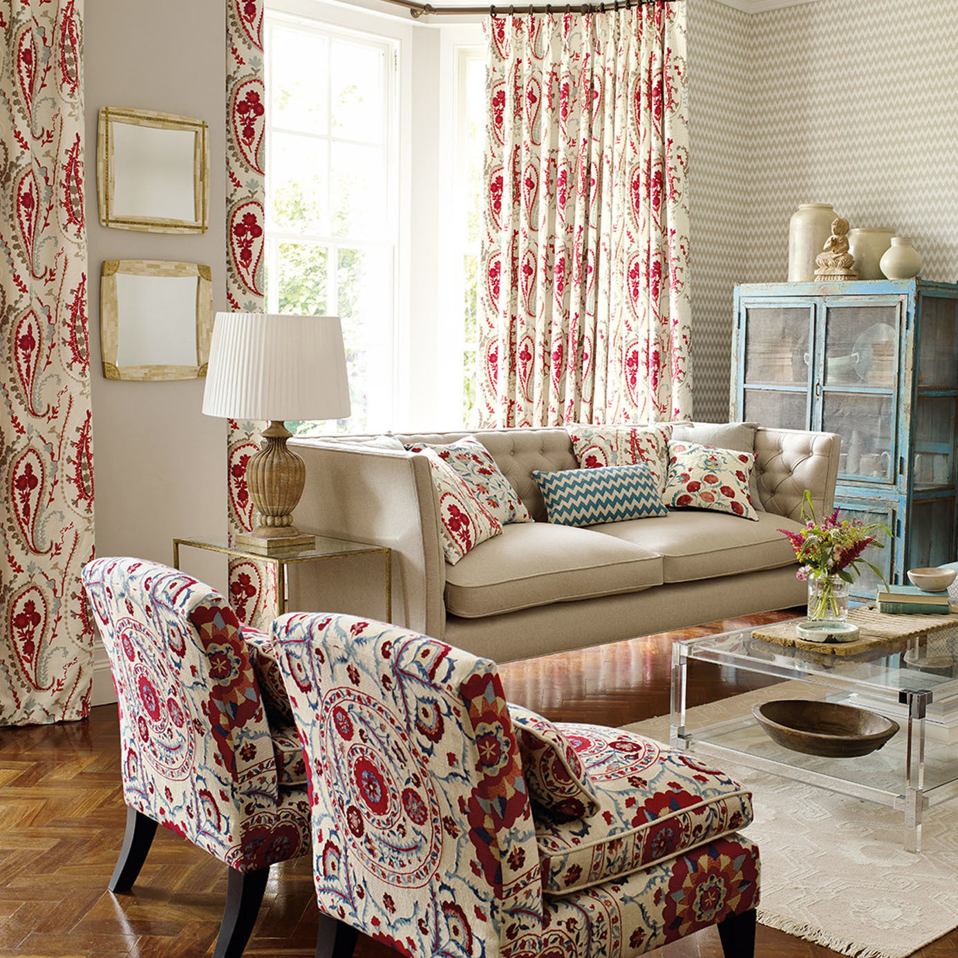 Sanderson Jamila Wedwood/Linen 235246 Fabric DSOH235246