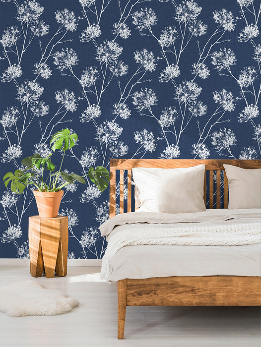 Seabrook Designs One O''Clock Prepasted Denim Blue Wallpaper Sample PR11102