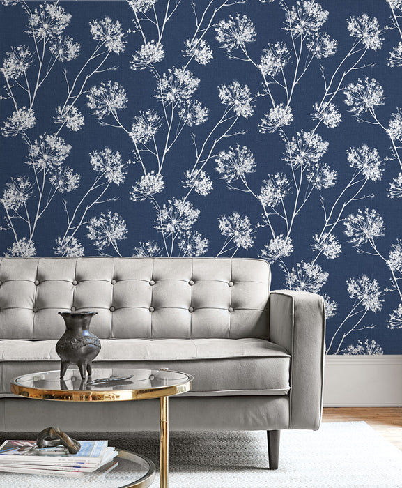 Seabrook Designs One O''Clock Prepasted Denim Blue Wallpaper Sample PR11102