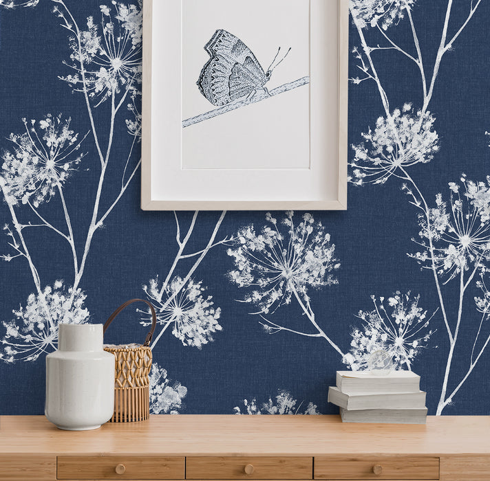 Seabrook Designs One O''Clock Prepasted Denim Blue Wallpaper Sample PR11102