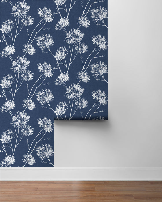 Seabrook Designs One O''Clock Prepasted Denim Blue Wallpaper Sample PR11102