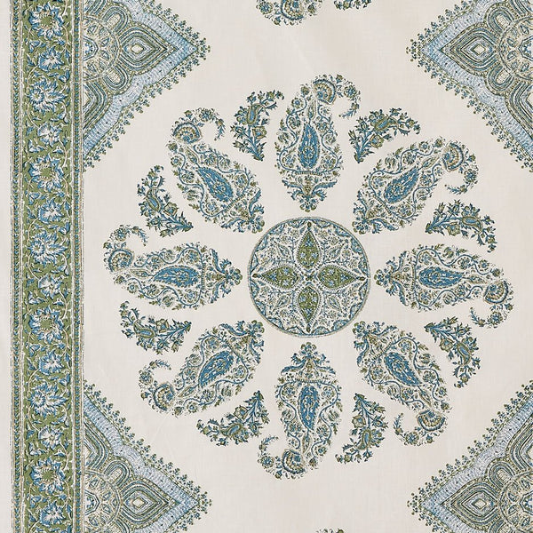 Peter Dunham Samarkand Blue/Green On White Fabric 111SMK08