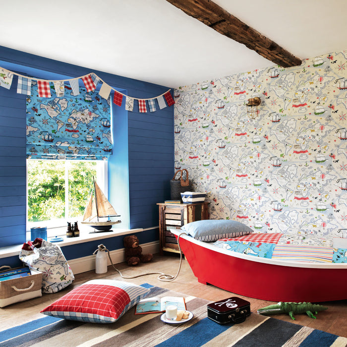 Sanderson Treasure Map Sea Blue 214038 Wallpaper DLIT214038