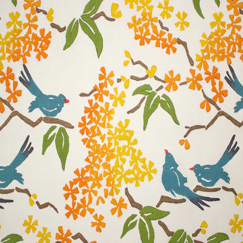 Galbraith & Paul Birds Pale Yellow Fabric
