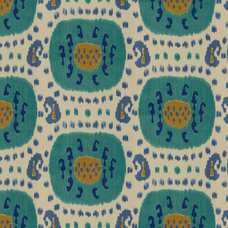Brunschwig & Fils Samarkand Cotton And Linen Print Aqua/Blue Fabric BR-71110.248.0