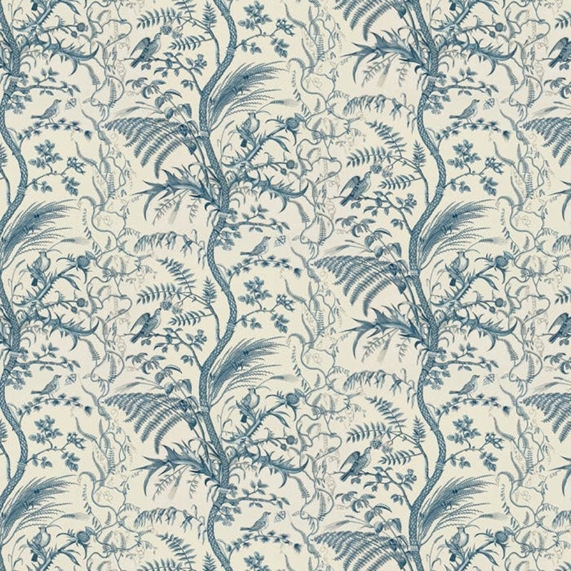 Brunschwig & Fils Bird And Thistle Cotton Print Blue Fabric BR-79431.222.0
