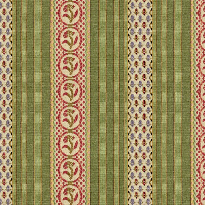 Brunschwig & Fils Rayure Fleurette Willow Fabric BR-89354.466.0