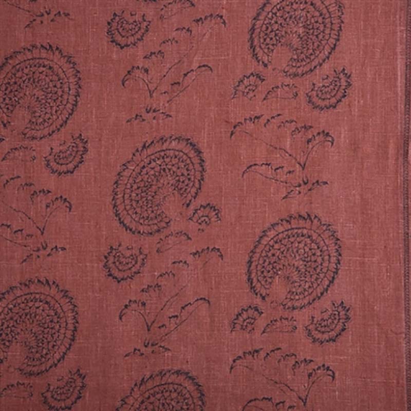 Jasper Indian Flower Indigo on Red Fabric JP-1012